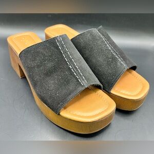 Women’s Black Suede Platform Slide Sandals